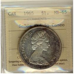 1965 $1 SmBds Ptd 5 ICCS MS65 Cameo.