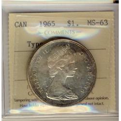 1965 $1 Type V ICCS MS63 Cameo