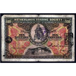 China - Foreign Banks - Netherlands Trading Society, $10, 1909 Issue.