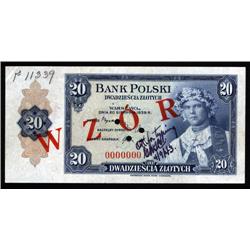 Poland - Bank Polski, 1939 Second Issue, Rare Approval Specimen Banknote.