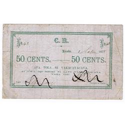 Fiji - Kingdom, 1872-73, C.R., Vakacavacava Fractional Tax Notes Issue.