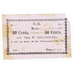 Fiji - Kingdom, 1872-73, C.R., Vakacavacava Fractional Tax Notes Issue.