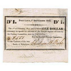 Mauritius - British Administration, Special Finance Committee, 1842 Emergency Issue.