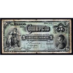 Bolivia - Banco Del Comercio, 1900 Issue.