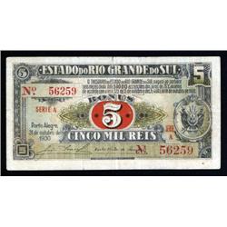 Brazil - Estado Do Rio Grande Do Sul, Treasury of the State, 1930 - Series A issue.