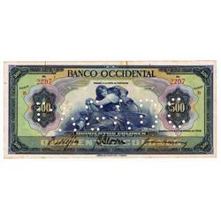 El Salvador - Banco Occidental, 1920-29 Issue Banknote, Pick Plate Note.