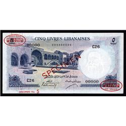 Lebanon - Banque de Syrie et du Liban, 1957 Issue Specimen Banknote.