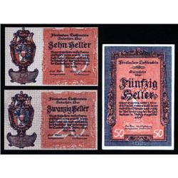 Liechtenstein - Duchy of Liechtenstein Credit Notes 1920 Issue Trio