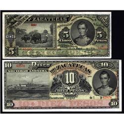 Mexico - Banco De Zacatecas, 1902-1914 Issue Trio.