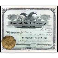 Nevada - Tonopah Stock Exchange Stock Certificate.