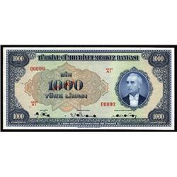 Turkey - Central Bank of Turkey, Third Issue Specimen Banknote.