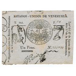 Venezuela - Estados Unidos De Venezuela, Treasury, Law of 27.8.1811 First Issue.