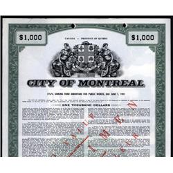 Canada - City of Montreal Bond