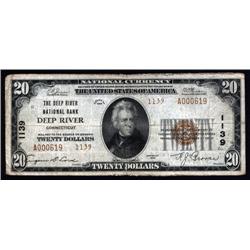 Connecticut - Deep River, Connecticut - $20 1929 Type 2, Ch.# 1139.