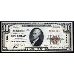 Connecticut - New Britain, Connecticut - $10 1929 Type 1, Ch.# 1184, Serial #1.