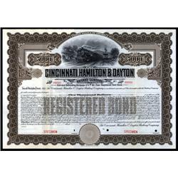 Ohio - Cincinnati, Hamilton and Dayton Railway Co., Specimen Bond.