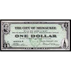 Wisconsin - City of Milwaukee, Tax Redemption Note.