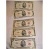 Image 1 : (5X $) $5 U.S NOTES EXCELLENT CONDITION SERIES 1953 RED LABEL