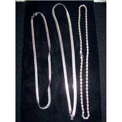 (3) PIECE LOT OF STERLING SILVER NECKLACES
