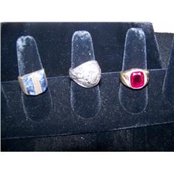 (LOT) OF 3 MENS RINGS STERLING SILVER