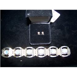 (2) PIECE JEWELRY lOT: PAIR OF CITRINE STERLING.SILVER EARRINGS& S.SILVER  MOONSTONE BRACELET