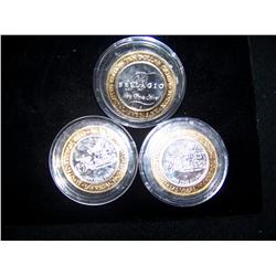 (3X$) 3. lIMITED EDITION $10 LAS VEGAS .999 FINE SILVER GAMING TOKENS (2)ORLEANS(1) BELLAGIO