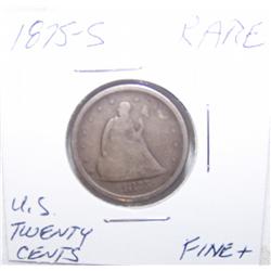 1875 -S RARE U.S TWENTY CENT PIECE FINE+