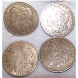 (4X$) 4. SILVER MORGAN DOLLARS 1880, (3)1921