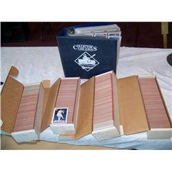 MULTI PIECE BASEBALL CARD LOT INCLUDING FOLDER W/OVER 800 1980'S CARDS & 4 BOXES OF TOPPS 1991 CARDS