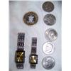 Image 1 : (7) pIECE LOT: (5) IKE DOLLARS; 1. $10 LIMTED ED.999 FINE SILVER FREEMONT TOKEN(2) GENEVA WATCHES
