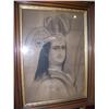 Image 1 : ANTIQUE MIXED MEDIA PORTRAIT OF AN INDIAN WARRIOR