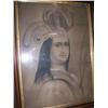 Image 2 : ANTIQUE MIXED MEDIA PORTRAIT OF AN INDIAN WARRIOR
