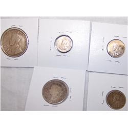 LOT OF EARLY CANADIAN SILVER 92.5% DIMES-HALF DOLLAR