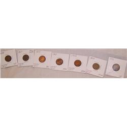 (7X$) INDIAN CENTS KEY DATES FINE BU UNC 1859,1867,1898,1898,1899,1903,1907