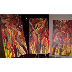 (3X$) MICHAEL WARDLE TRIPTYCH EACH PAINTING IS 56TX 30 W