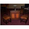 Image 1 : 5 PIECE FURNITURE LOT (2) CHAIRS (1)LAMP (1) FINE HALLWAY CABINET