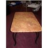 Image 2 : CUSTOM STONE TOP WROUGHT IRON TABLE 60L X 38WX30T