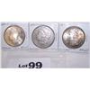 Image 1 : (3X$) MORGAN DOLLARS 1891 CARSON CITY, (2) 1899-O MS- 65'S