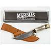 Image 1 : MARBLES DAMASCUS HUNTING KNIFE W/ STAG HANDLE AND