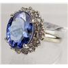 Image 2 : 14K WHITE GOLD LADIES TANZANITE AND DIAMOND RING -