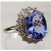 Image 3 : 14K WHITE GOLD LADIES TANZANITE AND DIAMOND RING -