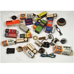 LOT OF 20 VINTAGE RADIO OR TELEVISION TUBES, PARTS