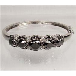 SILVER BLACK AND WHITE DIAMOND BRACELET - 7" LONG