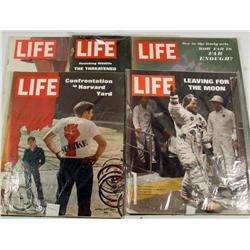 LOT OF 5 VINTAGE LIFE MAGAZINES - INCL. MOON LANDI