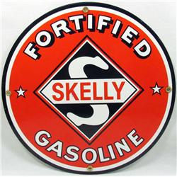 SKELLY GASOLINE  PORCELAIN AND METAL ADVERTISING S