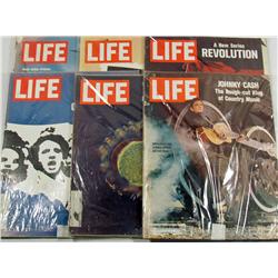 LOT OF 6 VINTAGE LIFE MAGAZINES - INCL. JOHNNY CAS