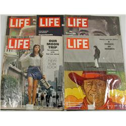 LOT OF 5 VINTAGE LIFE MAGAZINES - INCL. JOHN WAYNE