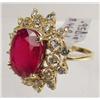 Image 2 : 14K GOLD RUBY AND DIAMOND LADIES RING - SIZE 8 - C