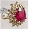 Image 3 : 14K GOLD RUBY AND DIAMOND LADIES RING - SIZE 8 - C