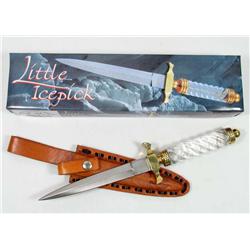 ELEGANT ICE BOOT KNIFE W/ CLEAR HANDLE AND SHEATH